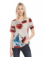 Banana Republic Womens Floral Boatneck Top Size L - Cocoon