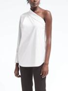 Banana Republic Womens Easy Care Rouched One Shoulder Top - White
