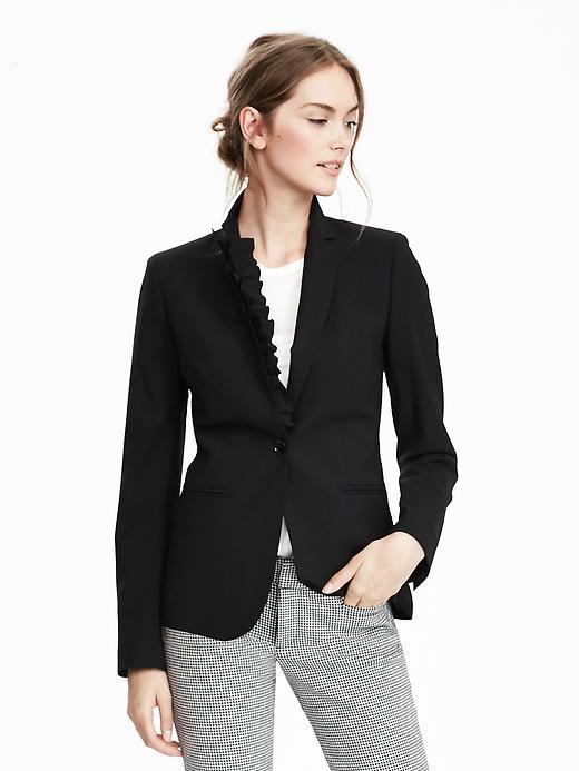 Banana Republic Ruffle Lapel Blazer Size 0 Petite - Black