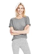 Banana Republic Womens Roll Sleeve Crew Tee Size L - Medium Gray Heather