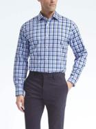 Banana Republic Mens Classic Fit Non Iron Cotton Stretch Shirt - Damselfish Blue