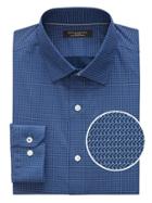 Banana Republic Mens Camden Standard-fit Non-iron Stretch Print Shirt Damselfish Blue Size Xxs