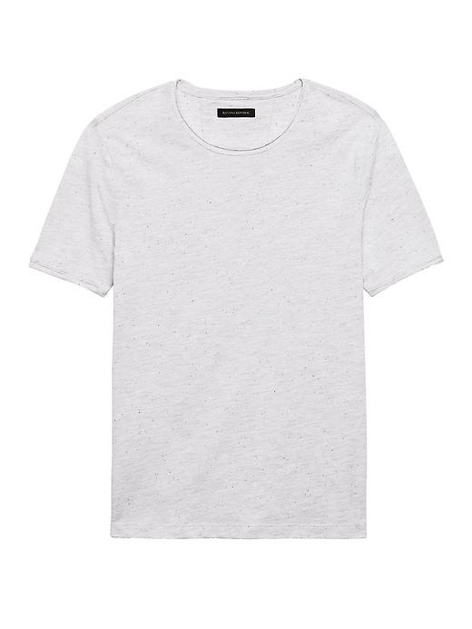Banana Republic Mens Soft-wash Raw-edge Crew-neck T-shirt Light Gray Size L