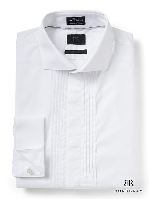 Banana Republic Mens Grant Fit Pleated Tuxedo Shirt - White