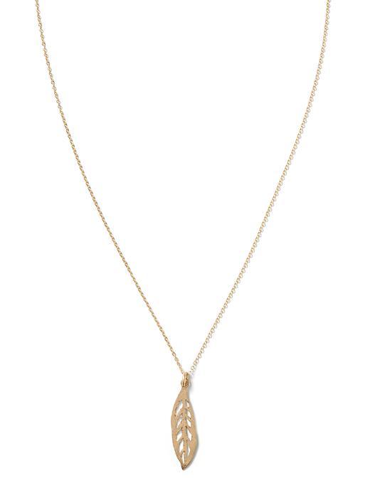 Banana Republic Leaf Pendant Necklace Size One Size - Brass
