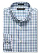 Banana Republic Mens Grant Fit Checker 120s Supima Cotton Shirt Size L Tall - Garden Sage