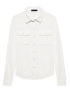 Banana Republic Womens Dillon Classic-fit Sandwash Modal Shirt White Size S