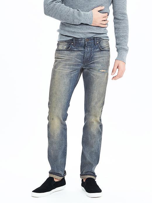 Banana Republic Mens Slim Tinted Selvedge Jean Size 32w 36l Tall - Blue