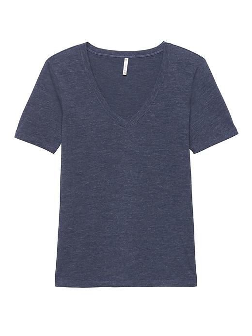 Banana Republic Womens Supima Cotton V-neck T-shirt Dark Blue Heather Size M