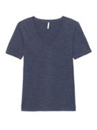 Banana Republic Womens Supima Cotton V-neck T-shirt Dark Blue Heather Size M