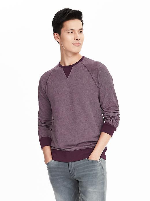 Banana Republic Mens Birdseye Pullover Crew Size L Tall - Burgundy