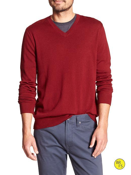 Banana Republic Factory Merino Vee Pullover Size L - Red Heather