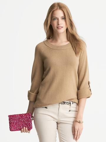 Banana Republic Cashmere Roll Sleeve Pullover - Mojave