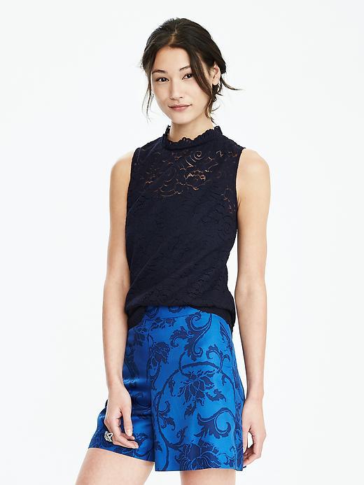 Banana Republic Womens Sleeveless Floral Lace Top Size L - Preppy Navy