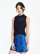 Banana Republic Womens Sleeveless Floral Lace Top Size L - Preppy Navy