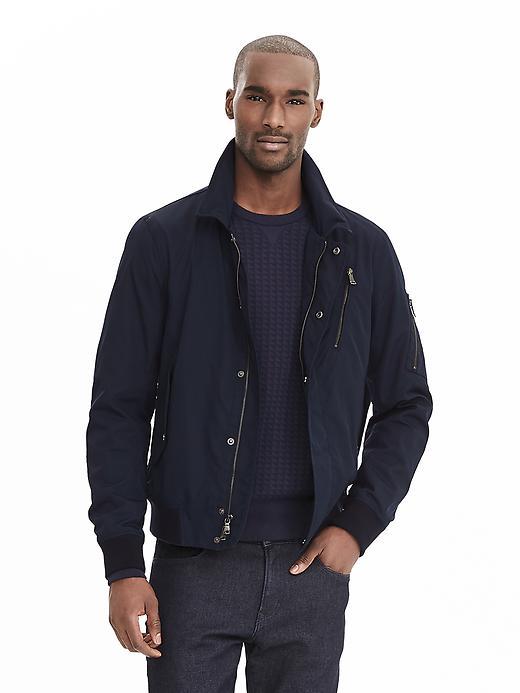 Banana Republic Mens Navy Bomber Jacket Size L Tall - Preppy Navy