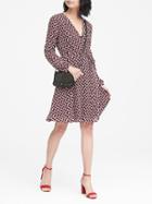 Banana Republic Womens Print Wrap Dress Red Print Size 4