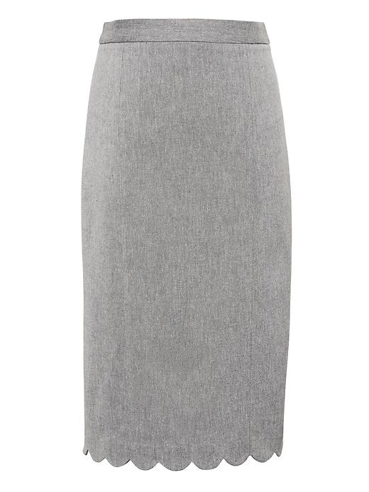 Banana Republic Womens Petite Scalloped Bi-stretch Pencil Skirt Medium Gray Size 0