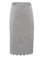 Banana Republic Womens Petite Scalloped Bi-stretch Pencil Skirt Medium Gray Size 0