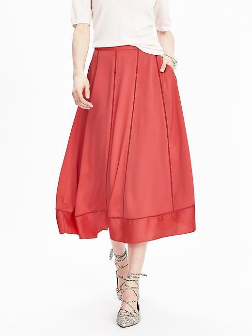 Banana Republic Womens Midi Sweep Skirt Size 0 - Perfect Coral