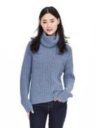 Banana Republic Womens Mixed Stitch Turtleneck Sweater Size L - Blue
