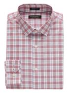 Banana Republic Mens Grant Slim-fit Non-iron Tartan Plaid Shirt Modern Red Size Xxs