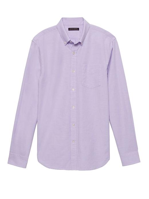 Banana Republic Mens Grant Slim-fit 100% Cotton Oxford Shirt Lavender Cloud Size M
