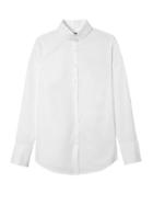 Banana Republic Womens Riley Tailored-fit Ruffle-collar Shirt Pure White Size 12