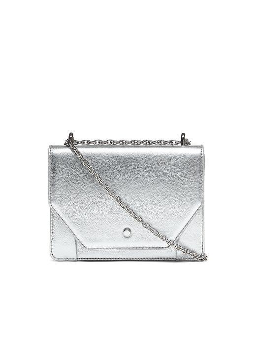 Banana Republic Womens Envelope Micro Metallic Shoulder Bag - Silver