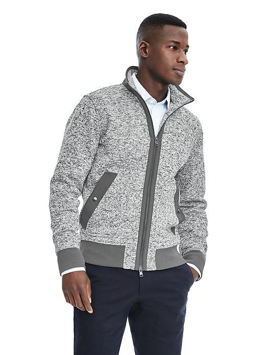 Banana Republic Mens Marl Track Jacket - Gray Texture