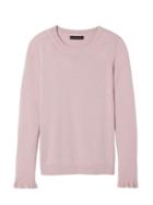 Banana Republic Womens Italian Superloft Ruffle Cuff Crew - Pale Pink