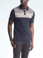 Banana Republic Mens Pique Printed Yoke Polo - Midnight Navy