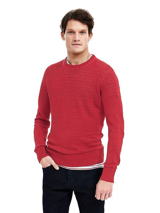 Banana Republic Mens Linen Crew Pullover Size L Tall - New Vermillion