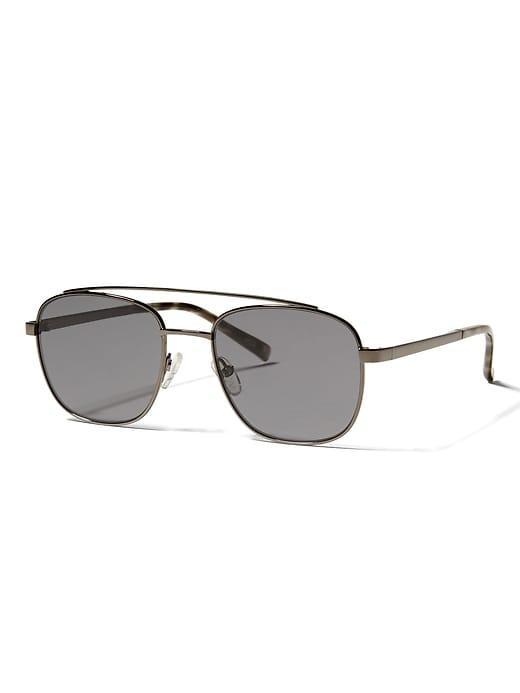 Banana Republic Mens Flat Aviator Gunmetal Size One Size