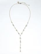 Banana Republic Delicate Pearl Y Necklace - Silver