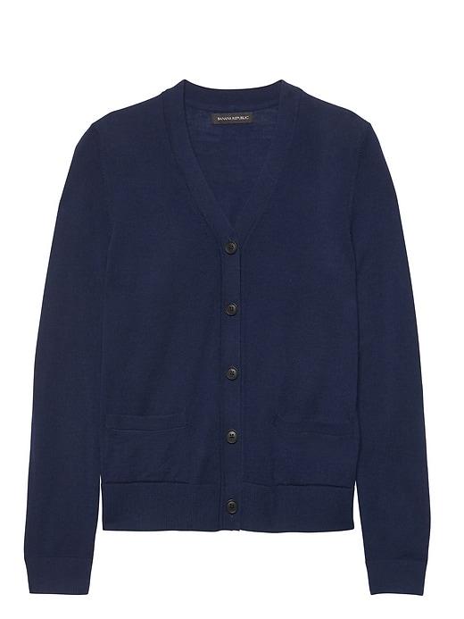 Banana Republic Womens Machine-washable Merino Cropped Cardigan Sweater True Navy Size S