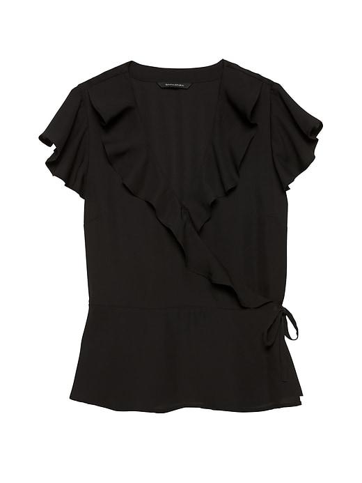 Banana Republic Solid Ruffle-wrap Top