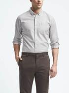 Banana Republic Mens Camden Fit Cotton Stretch Oxford Shirt - Light Gray