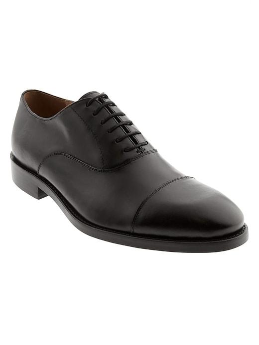 Banana Republic Mens Kevin Italian Leather Cap-toe Oxford Black Size 7 1/2
