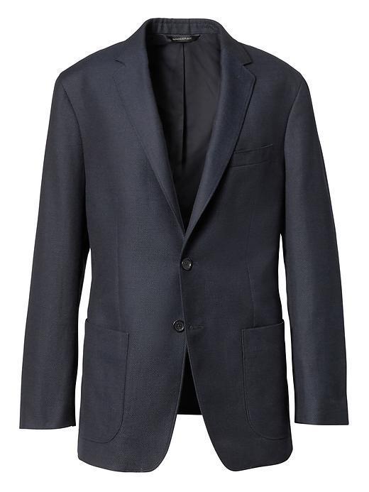 Banana Republic Mens Slim Navy Wool Linen Blend Blazer - Navy