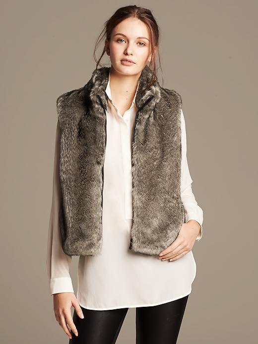 Banana Republic Faux Fur Vest - Brown Combo