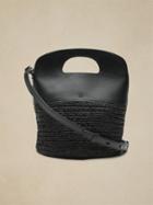 Leather & Straw Bucket Bag