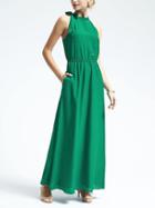 Banana Republic Womens Tie Up Bow Neck Maxi - Cadmium Green