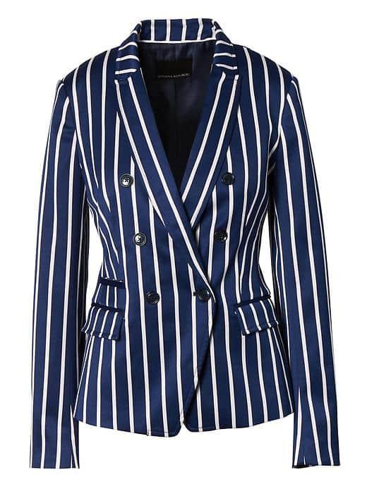 Banana Republic Double Breasted Fit Stripe Blazer - Blue Stripe