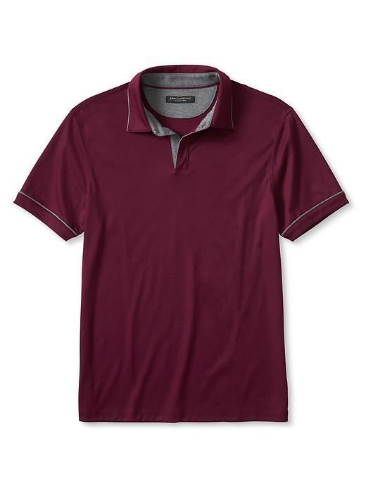 Banana Republic Mens Luxe Touch Piped Polo Size L - School Red