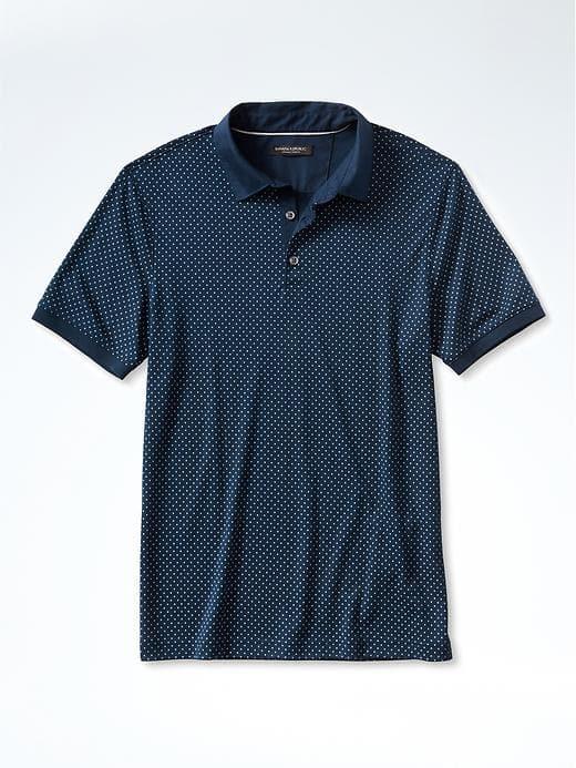 Banana Republic Mens Luxe Touch Dot Polo - Navy Star