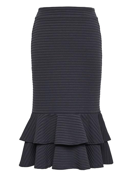 Banana Republic Womens Flounce-hem Rib-knit Skirt Pacific Navy Size 0