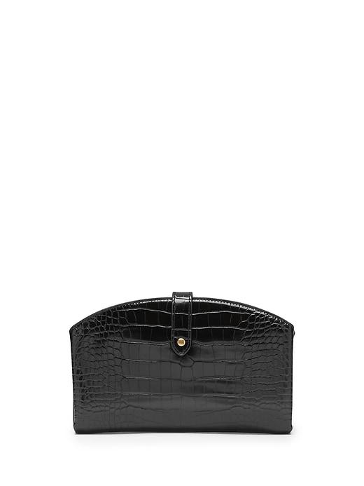 Banana Republic Womens Vegan Leather Half-moon Wallet Black Size One Size