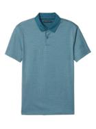 Banana Republic Mens Slim Luxury Touch Horseshoe Jacquard Polo - Turquoise Powder