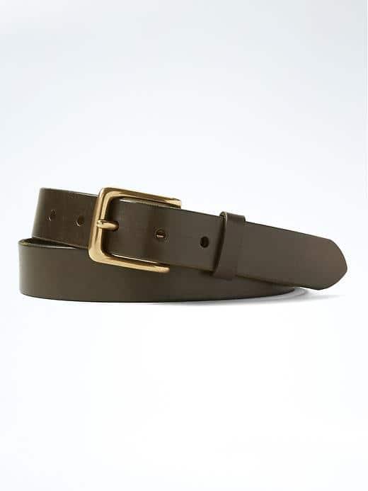 Banana Republic Mens Jonathan Leather Belt - Olive